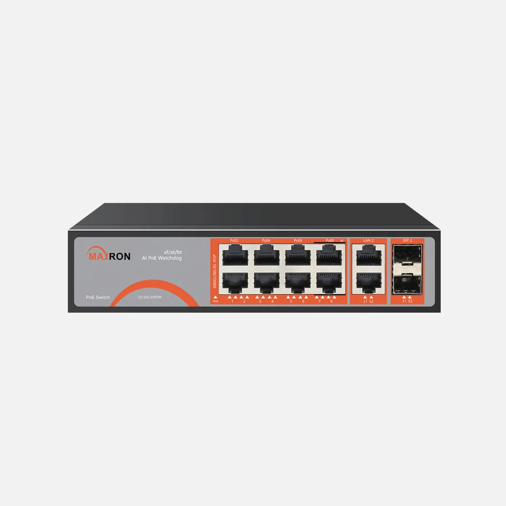 سوئیچ شبکه 8 پورت POE مکسرون مدل MSW-3208GP-2GL-120I
