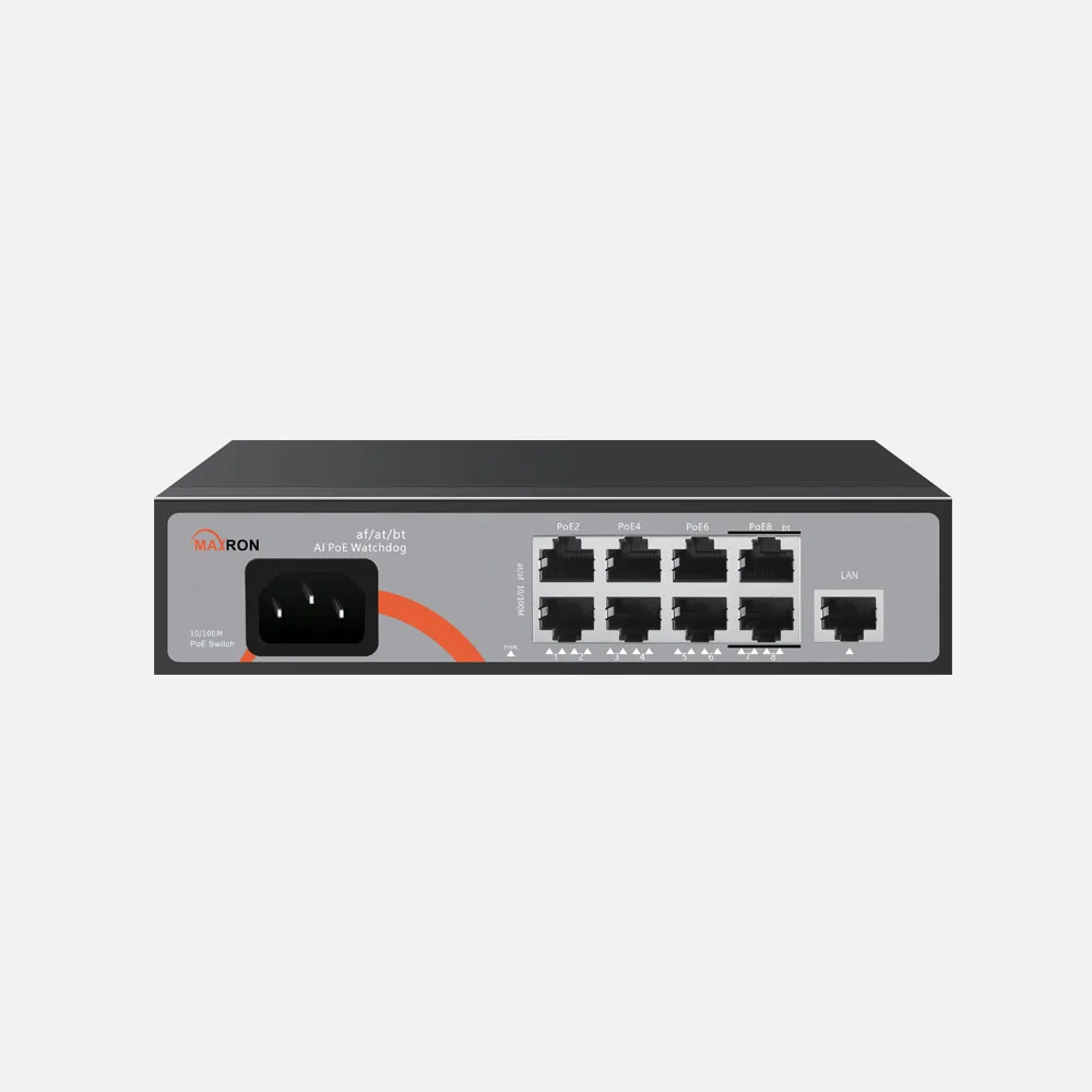 سوئیچ شبکه 8 پورت POE مکسرون مدل MSW-3008FP-1FL-120I