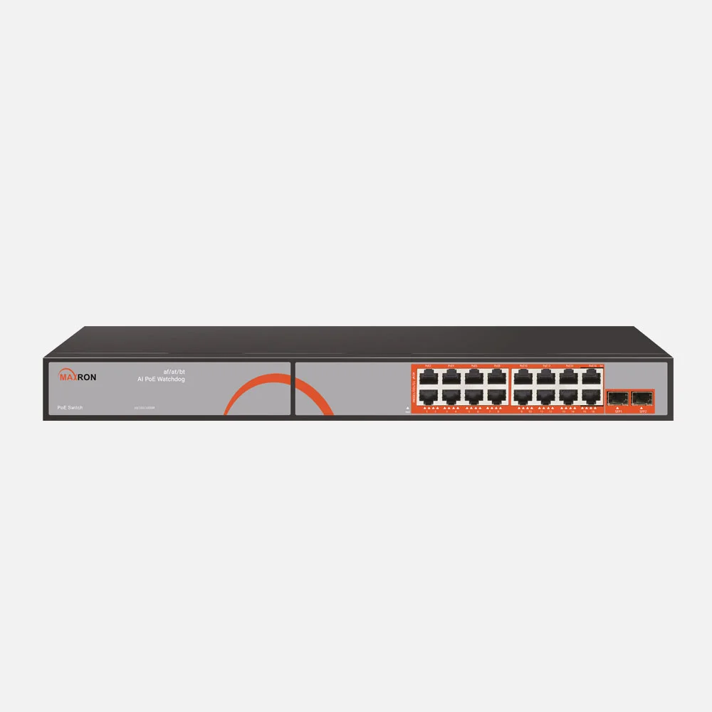 سوئیچ شبکه 16 پورت POE مکسرون مدل MSW-3216GP-2GL-250I
